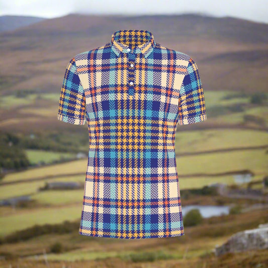 Vibrant Tartan Fusion Stretch Polo Shirt