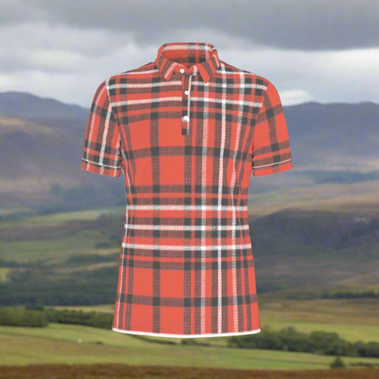 Heritage Red Plaid Stretch Polo Shirt