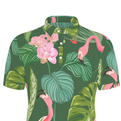 Paradise Pink Flamingo Stretch Polo Shirt