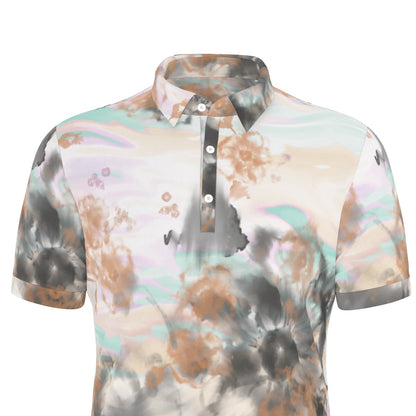 Muted Hues Watercolor Stretch Polo Shirt