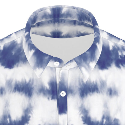 Azure Wave Tie-Dye Stretch Polo Shirt