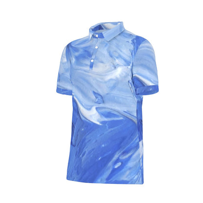 Cerulean Ripple Stretch Polo Shirt