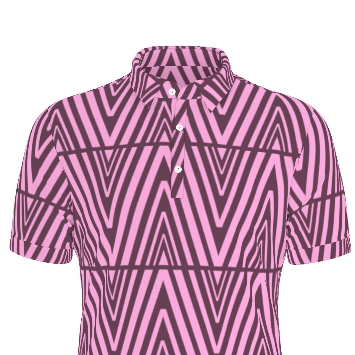 Zigzag Pink Stretch Polo Shirt