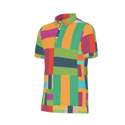 Vivid Patchwork Stretch Polo Shirt