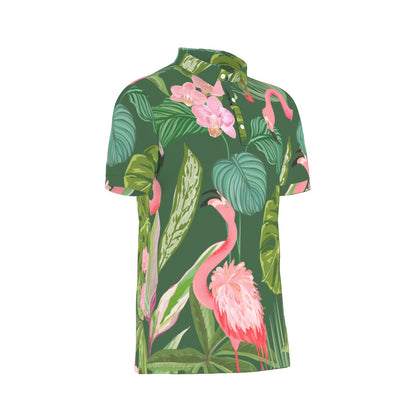 Paradise Pink Flamingo Stretch Polo Shirt