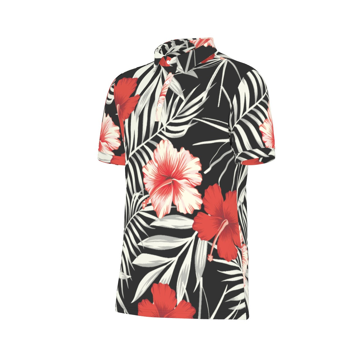 Hibiscus with white leaves Stretch Polo Shirt