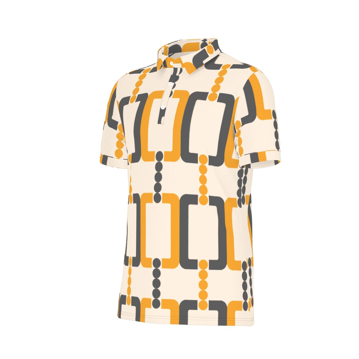 Geo-Mod Orange Accent Stretch Polo Shirt