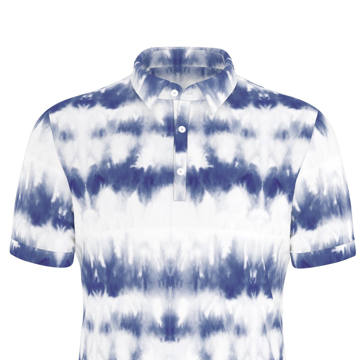 Azure Wave Tie-Dye Stretch Polo Shirt