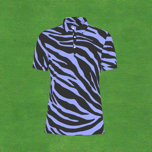 Prehistoric Purple Tiger Stripe Stretch Polo Shirt