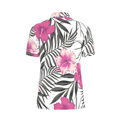 Tropical Hibiscus Bloom Stretch Polo Shirt