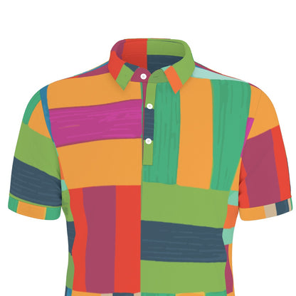 Vivid Patchwork Stretch Polo Shirt