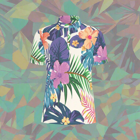 Tropical Hibiscus Stretch Polo Shirt