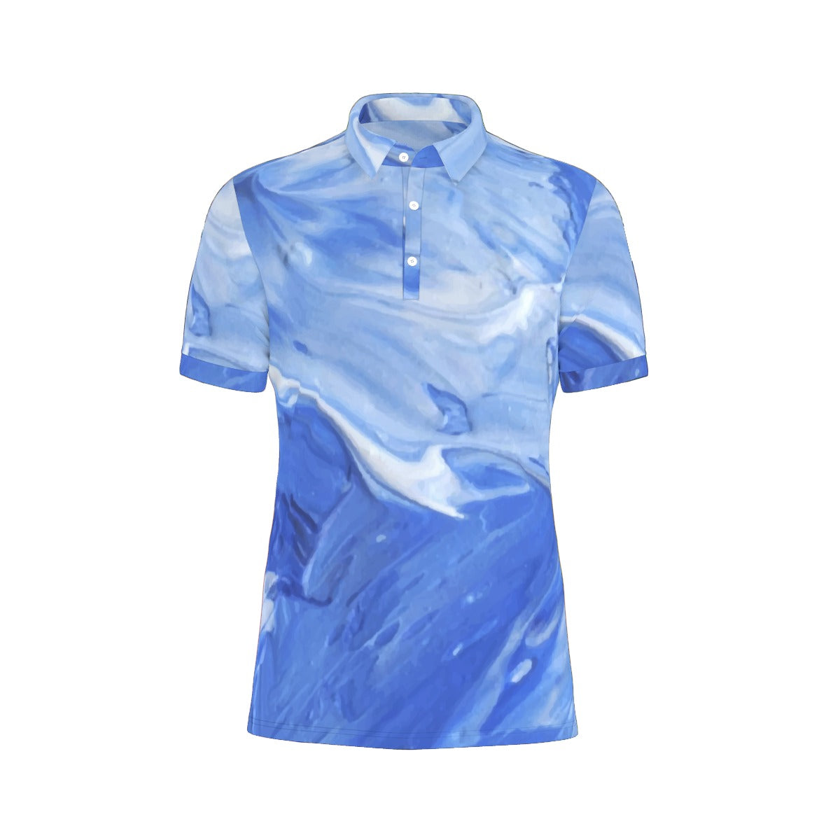 Cerulean Ripple Stretch Polo Shirt