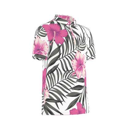 Tropical Hibiscus Bloom Stretch Polo Shirt