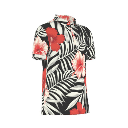 Hibiscus with white leaves Stretch Polo Shirt