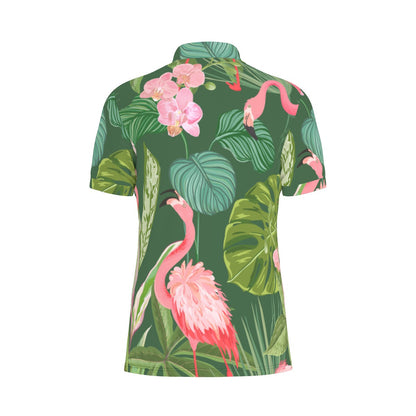 Paradise Pink Flamingo Stretch Polo Shirt