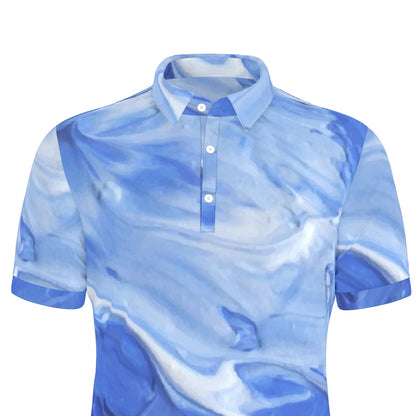 Cerulean Ripple Stretch Polo Shirt