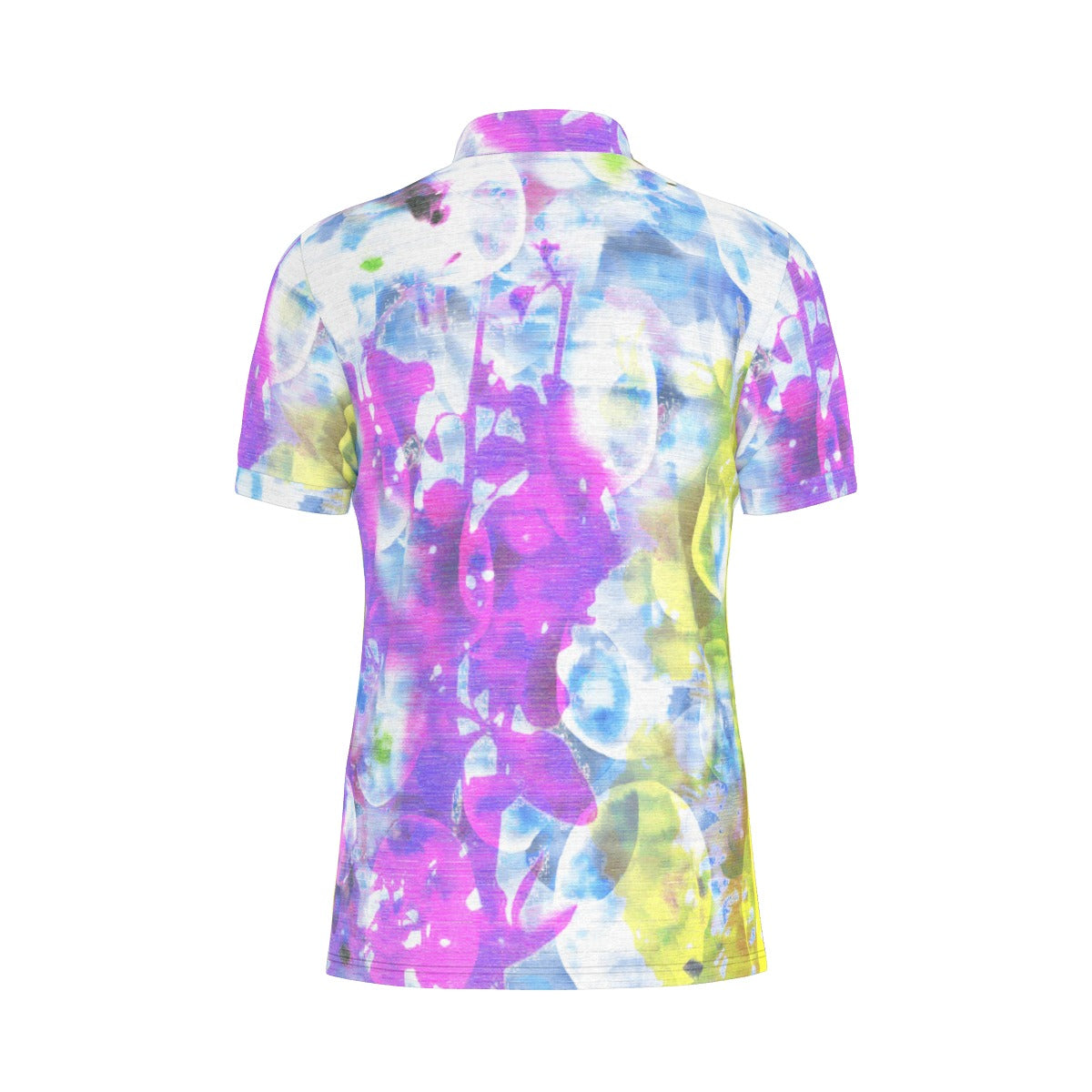 Purple, Blue, Yellow Watercolor Stretch Polo Shirt