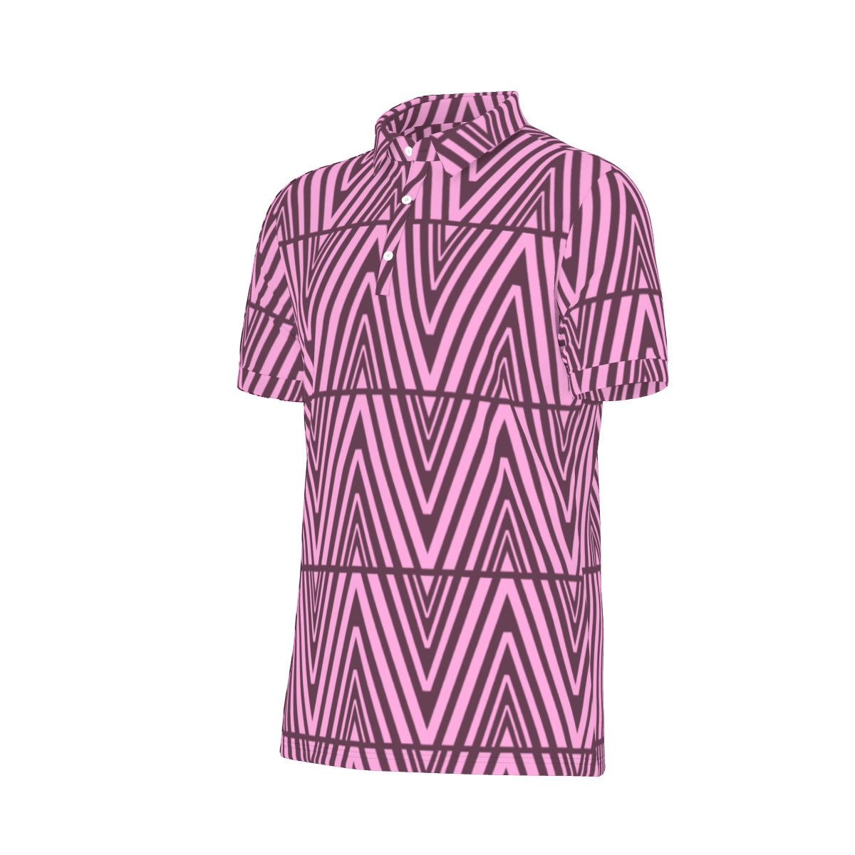 Zigzag Pink Stretch Polo Shirt