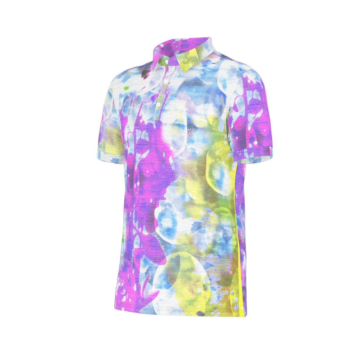 Purple, Blue, Yellow Watercolor Stretch Polo Shirt