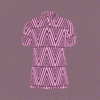 Zigzag Pink Stretch Polo Shirt