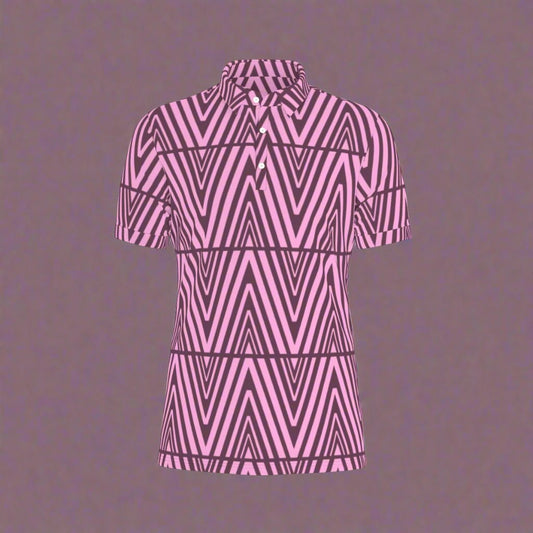 Zigzag Pink Stretch Polo Shirt