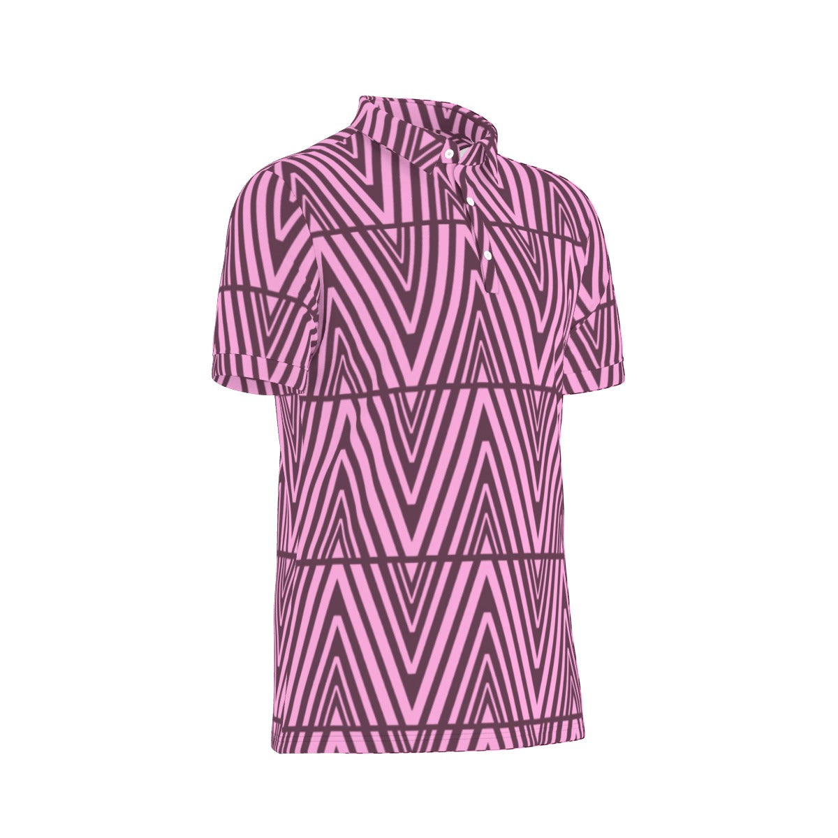 Zigzag Pink Stretch Polo Shirt