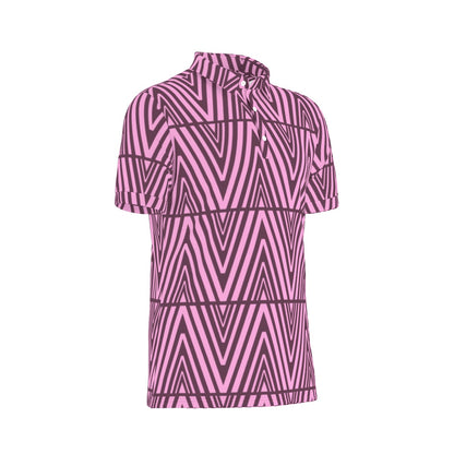 Zigzag Pink Stretch Polo Shirt