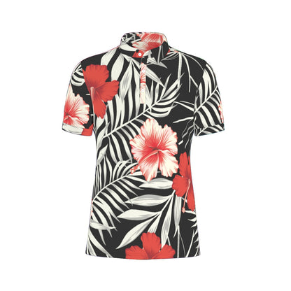 Hibiscus with white leaves Stretch Polo Shirt