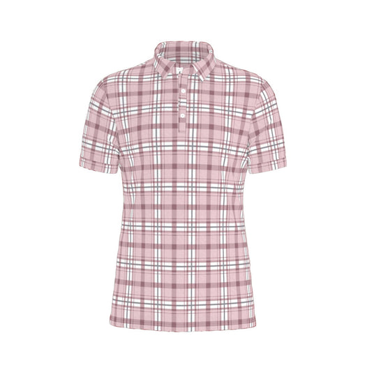 Proper Pink Plaid Stretch Polo Shirt