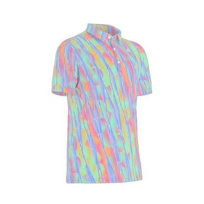 Neon Waves Stretch Polo Shirt