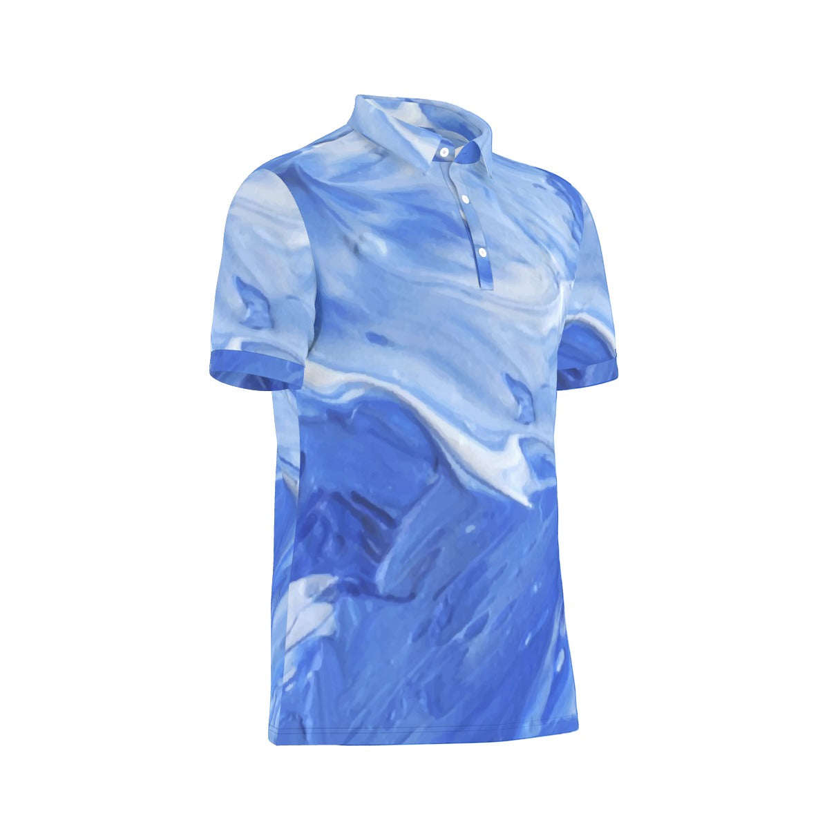 Cerulean Ripple Stretch Polo Shirt