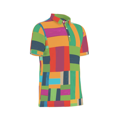 Vivid Patchwork Stretch Polo Shirt