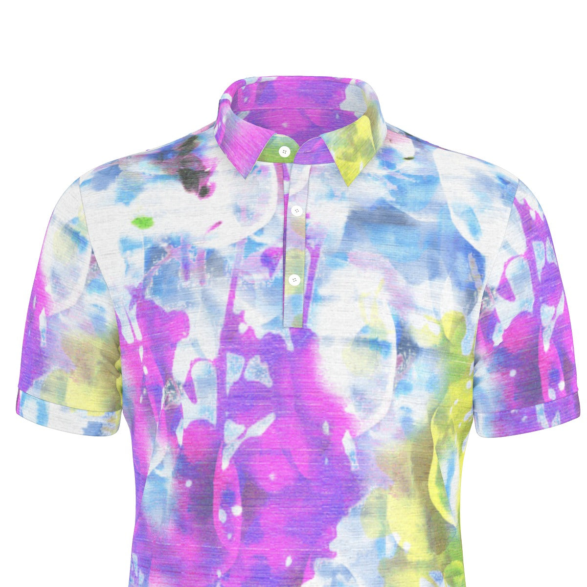 Purple, Blue, Yellow Watercolor Stretch Polo Shirt