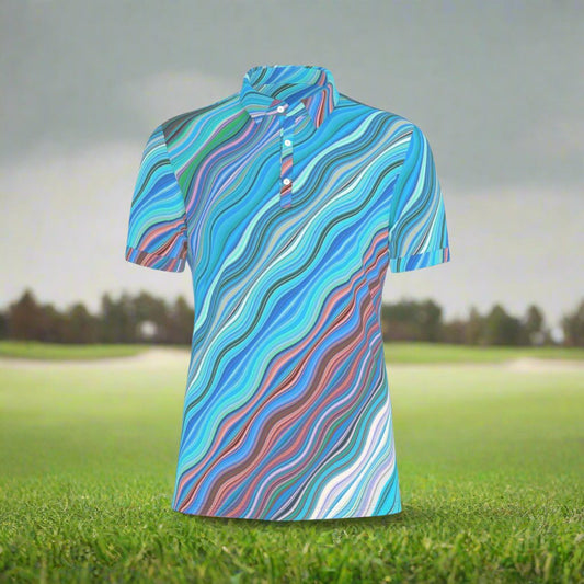 Swirling River Stretch Polo Shirt