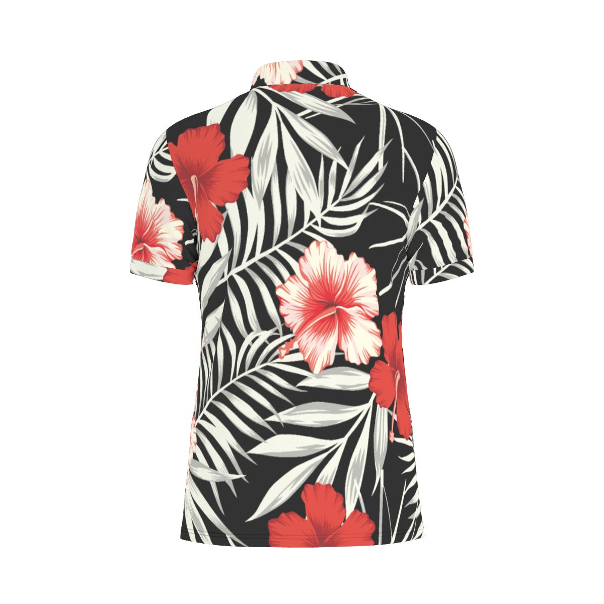 Hibiscus with white leaves Stretch Polo Shirt